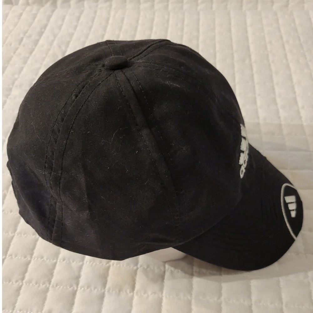 Adidas Climalite Black Baseball Cap White Logo Hook & Loop Adjustable Sporty Hat